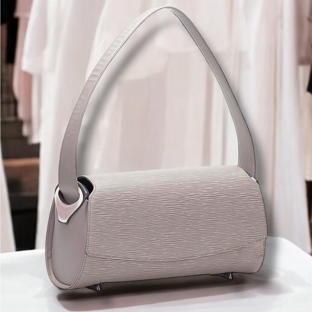 LOUIS VUITTON EPI LEATHER Nocturne PM Lilac Gray Baguette Shoulder Hand Bag RARE - Picture 1 of 16